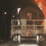 Industrial steel foundry with molten metal pouring