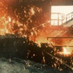 Hot metal casting process in factory