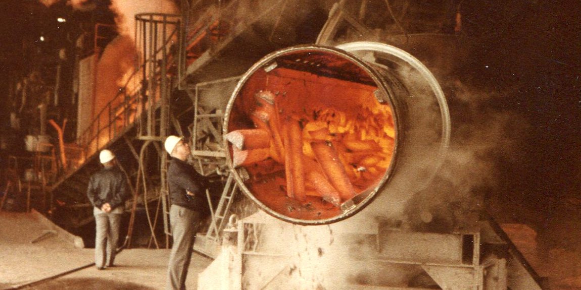 Industrial furnace with glowing interior