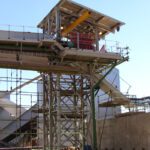 Industrial scaffolding and construction site