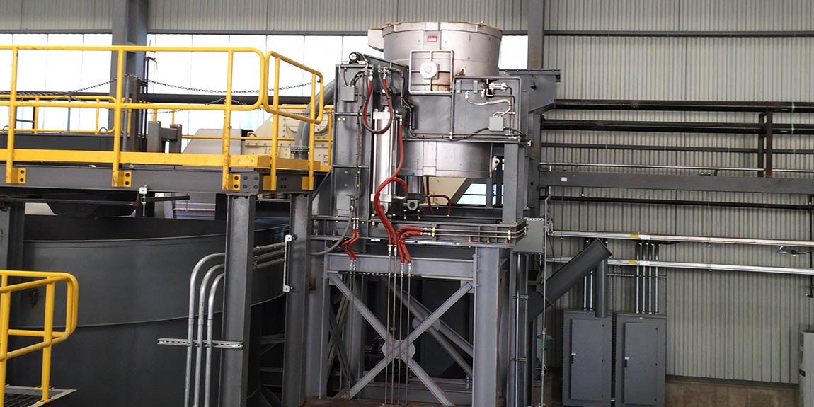 Metal processing equipment with safety railings