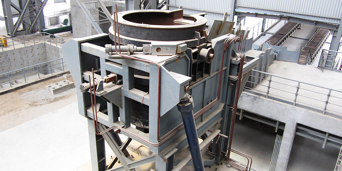 Large industrial machine with metal framework