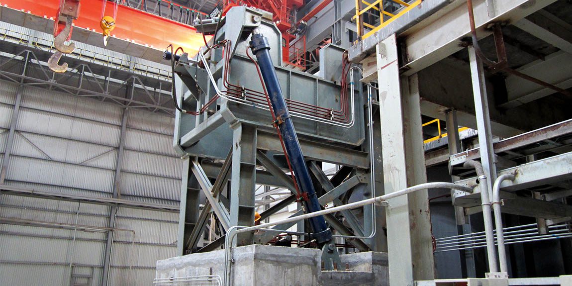 Heavy equipment in a factory setting