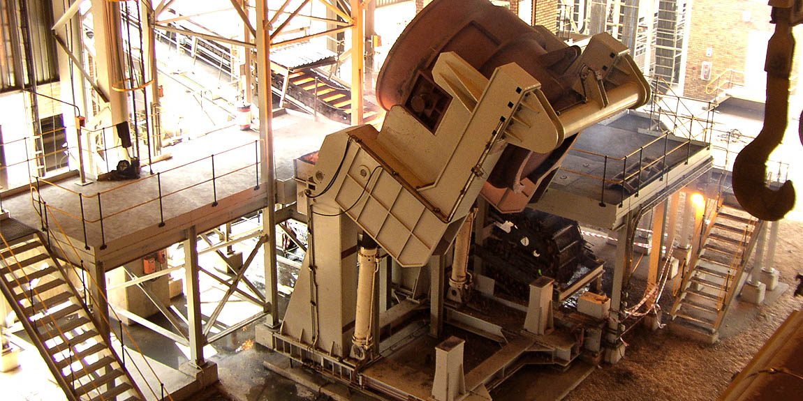 Large machinery in steel manufacturing plant