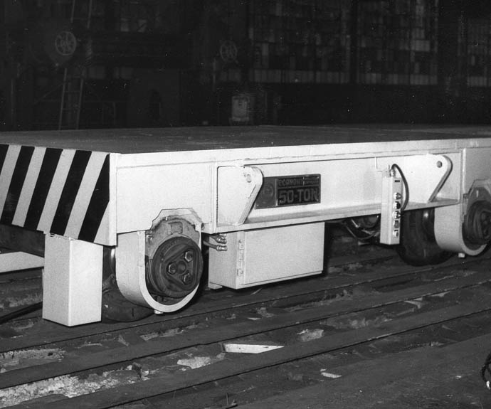 Industrial rail cart on tracks