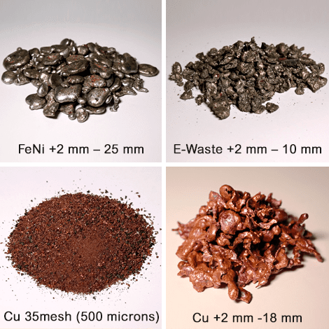FeNi, E-Waste, and Cu samples