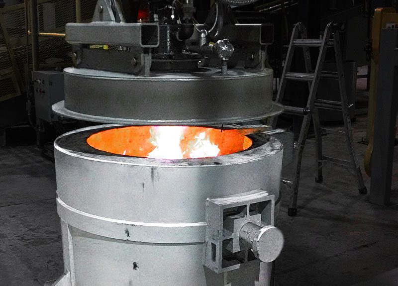 Industrial furnace with glowing interior
